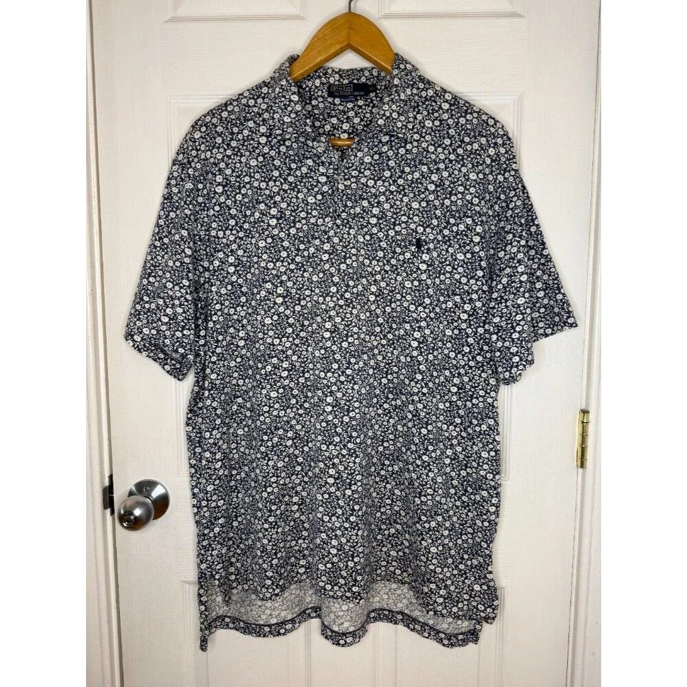 Vintage 2002 Polo Ralph Lauren Floral-Print Polo Shirt Size XL